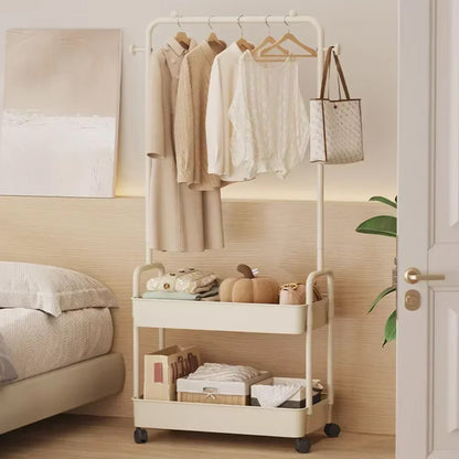 Multipurpose Clothing Rack with Wheels Rolling Wardrobe Organizer for Clothes