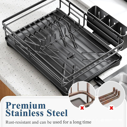 Large Capacity Kitchen Dish Drying Rack Sink Plate Bowl Storage Shelf