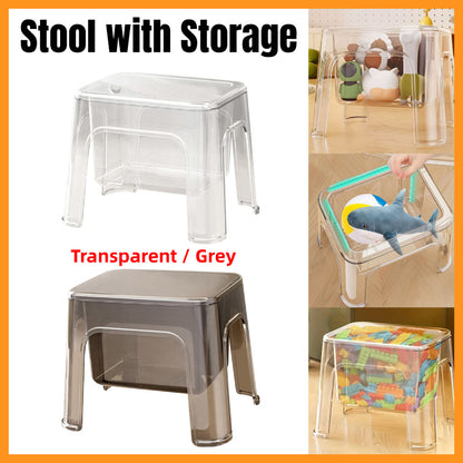 Storable Small Bench Household Storage Stool Plastic Folding Seat for Home AU