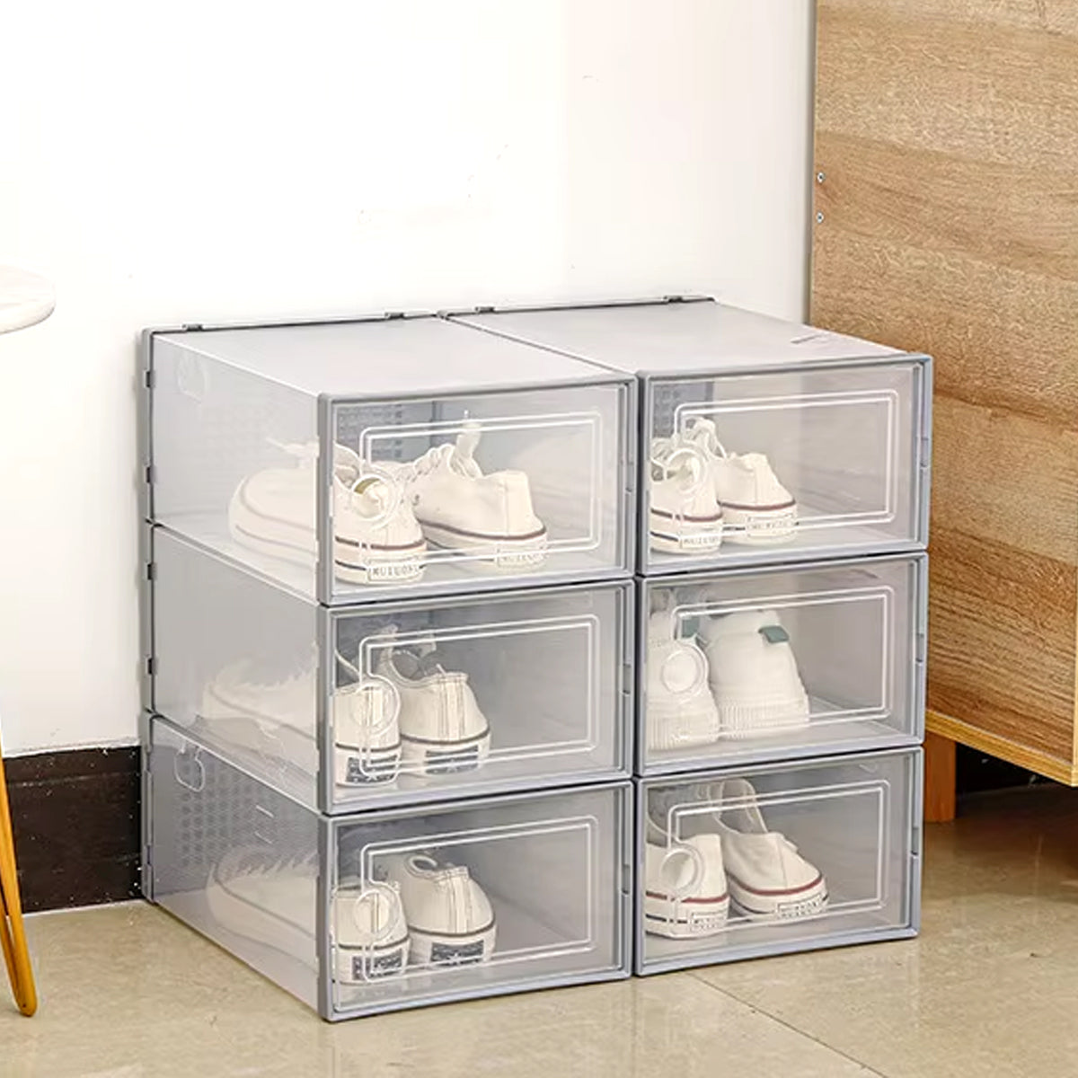 12pcs Transparent Plastic Shoe Box Storage Organizer Stackable Clear Shoe Box