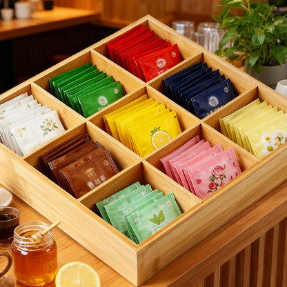Bamboo 9 Grid Serving Tray Divided Food Platter for Hotel