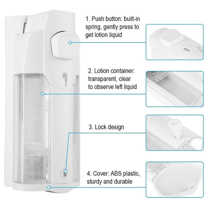 Wall-Mounted Manual Soap Dispenser 350ml Transparent ABS