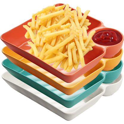 8X Large Square Dumpling Plate with Vinegar Dish PP Tray Dinner