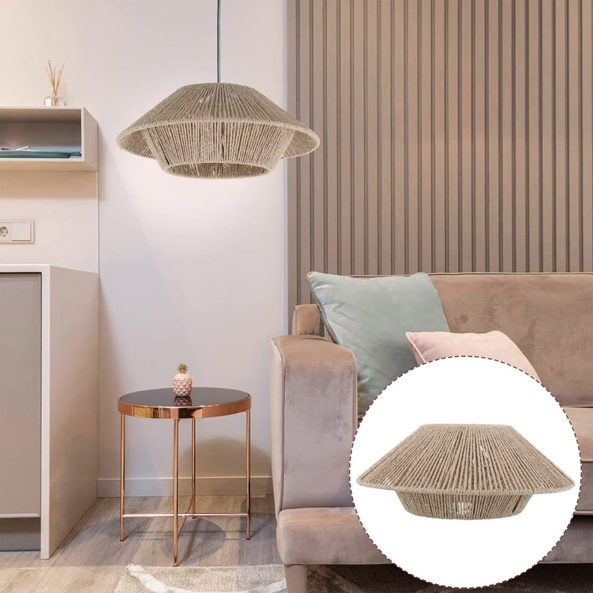 Woven Paper Rope Lampshade for Ceiling Pendant Light