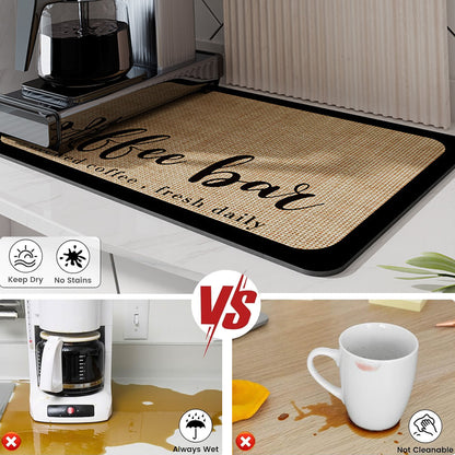 Super Draining Dish Drying Mat Quick Dry Coffee Kitchen Bathroom Tableware Pad