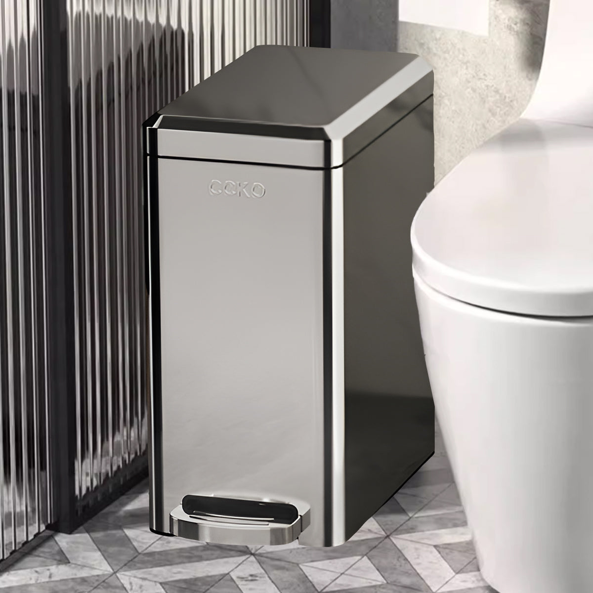 Kitchen Trash Can 9L Household Pedal Bin with Lid Large Capacity Waste Bucket