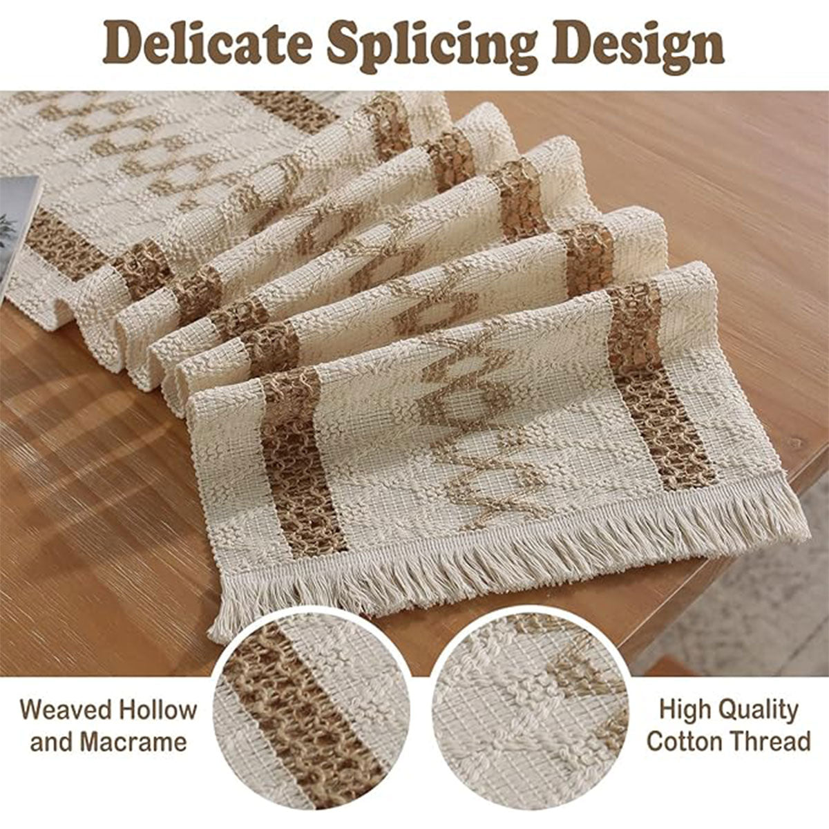 Cotton Linen Table Runner with Knot Tassel Bed End Towel Long Tablecloth Mat  AU