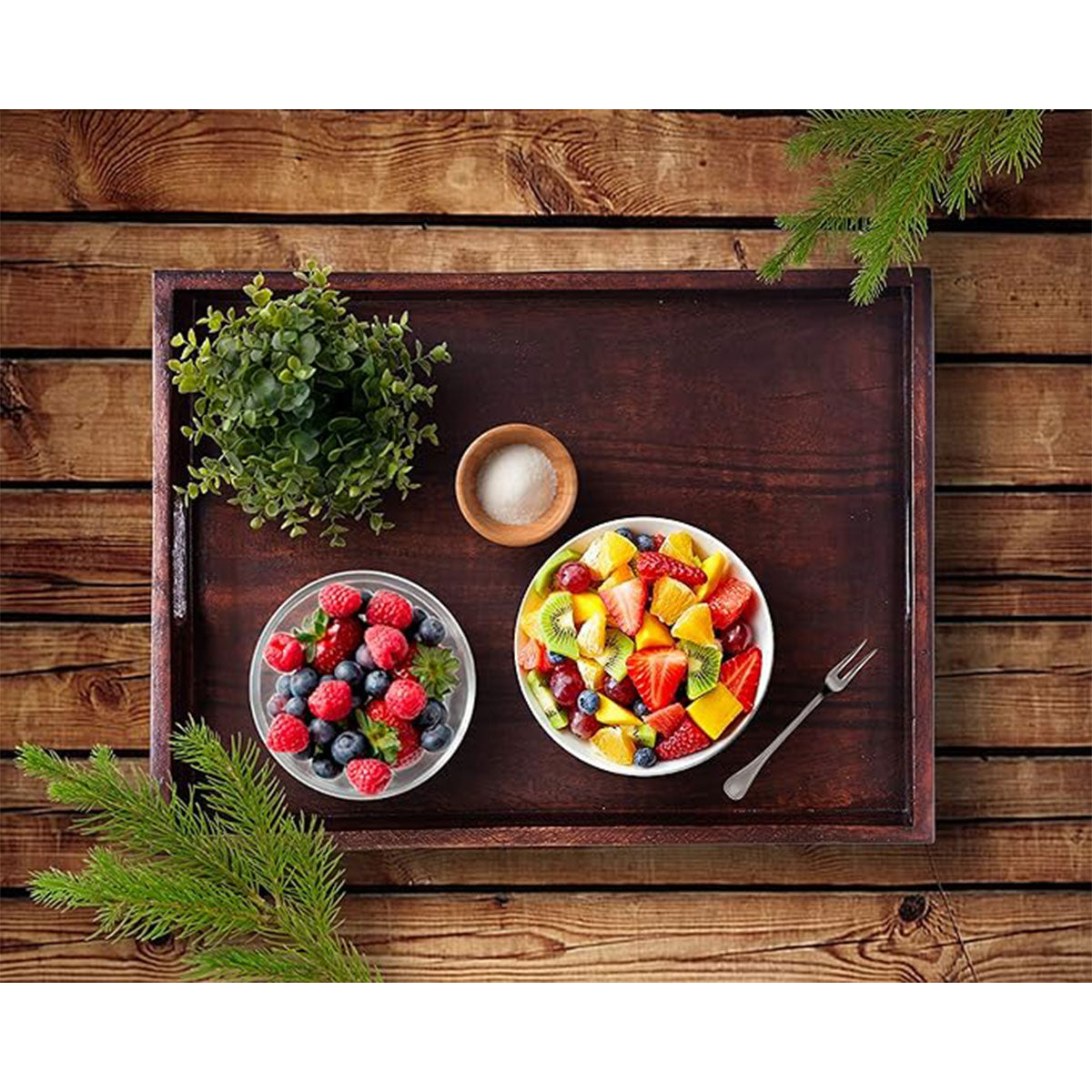 Bamboo Tea Tray Rectangular Walnut Colour Fruit Bread Serving Plate