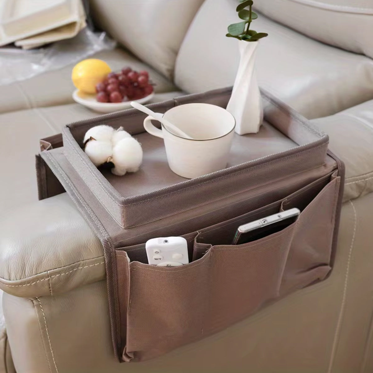 Sofa Hanging Storage Bag with Multi Pocket Remote Organizer