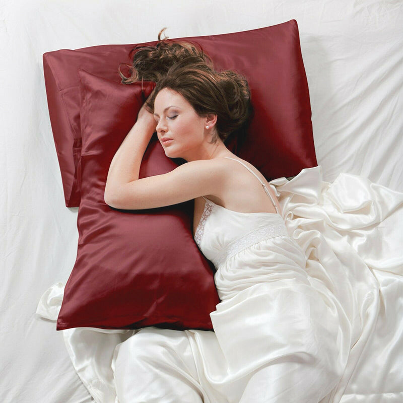 2X Satin Pillow Case Bedroom Pillowcase Cushion Covers Home Decor Luxury Slip AU