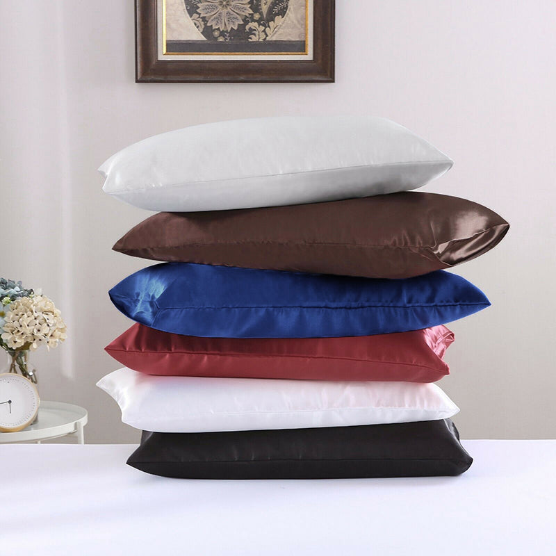 2X Satin Pillow Case Bedroom Pillowcase Cushion Covers Home Decor Luxury Slip AU