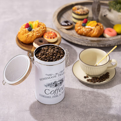 3PCS White Tinplate Coffee Tea Sugar Storage Jar Set Sealed Kitchen Counter AU