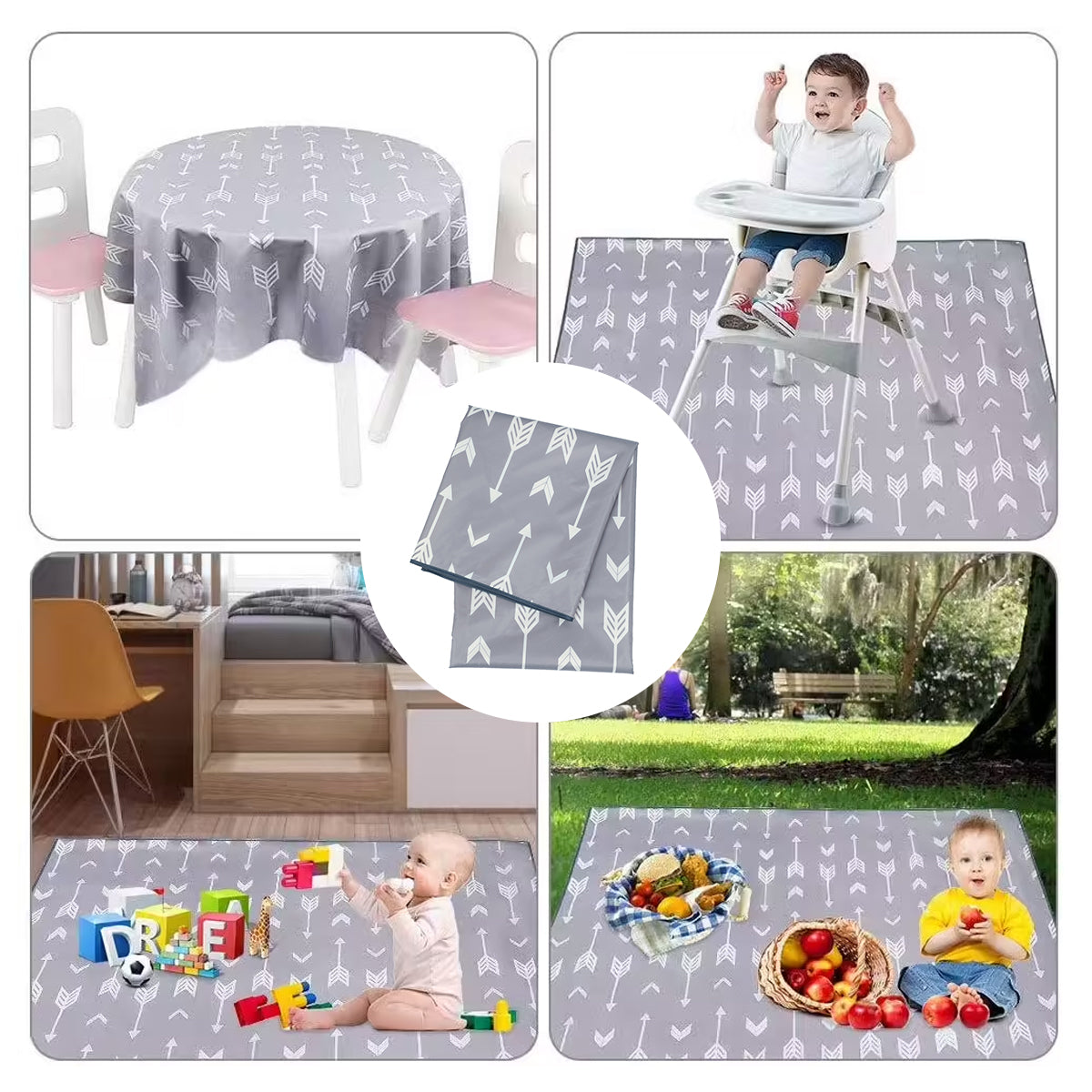 Waterproof Non-Slip Floor Mat 130x130cm High Chair Protector