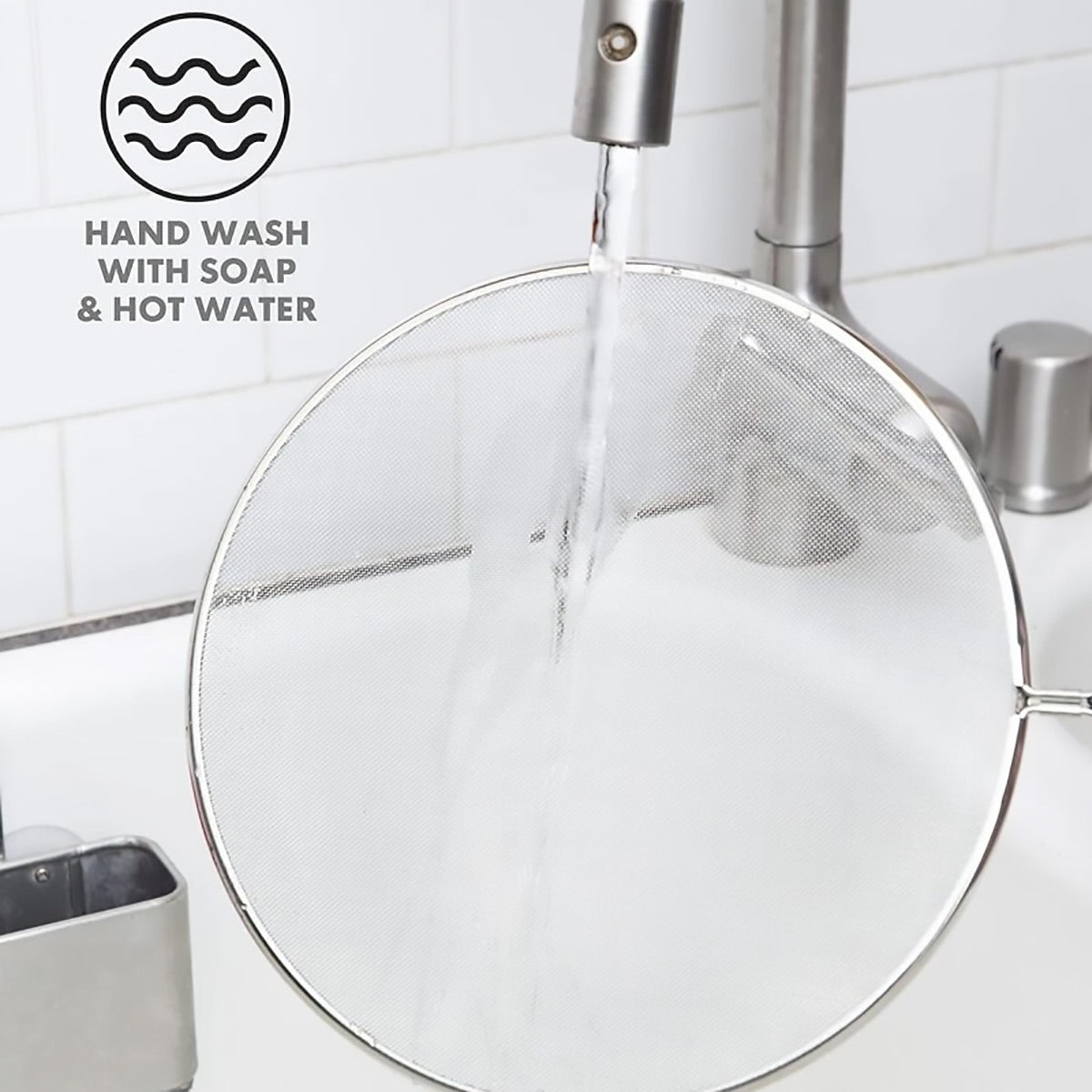 Stainless Steel Splatter Screen for Frying Pan with Wooden Handle