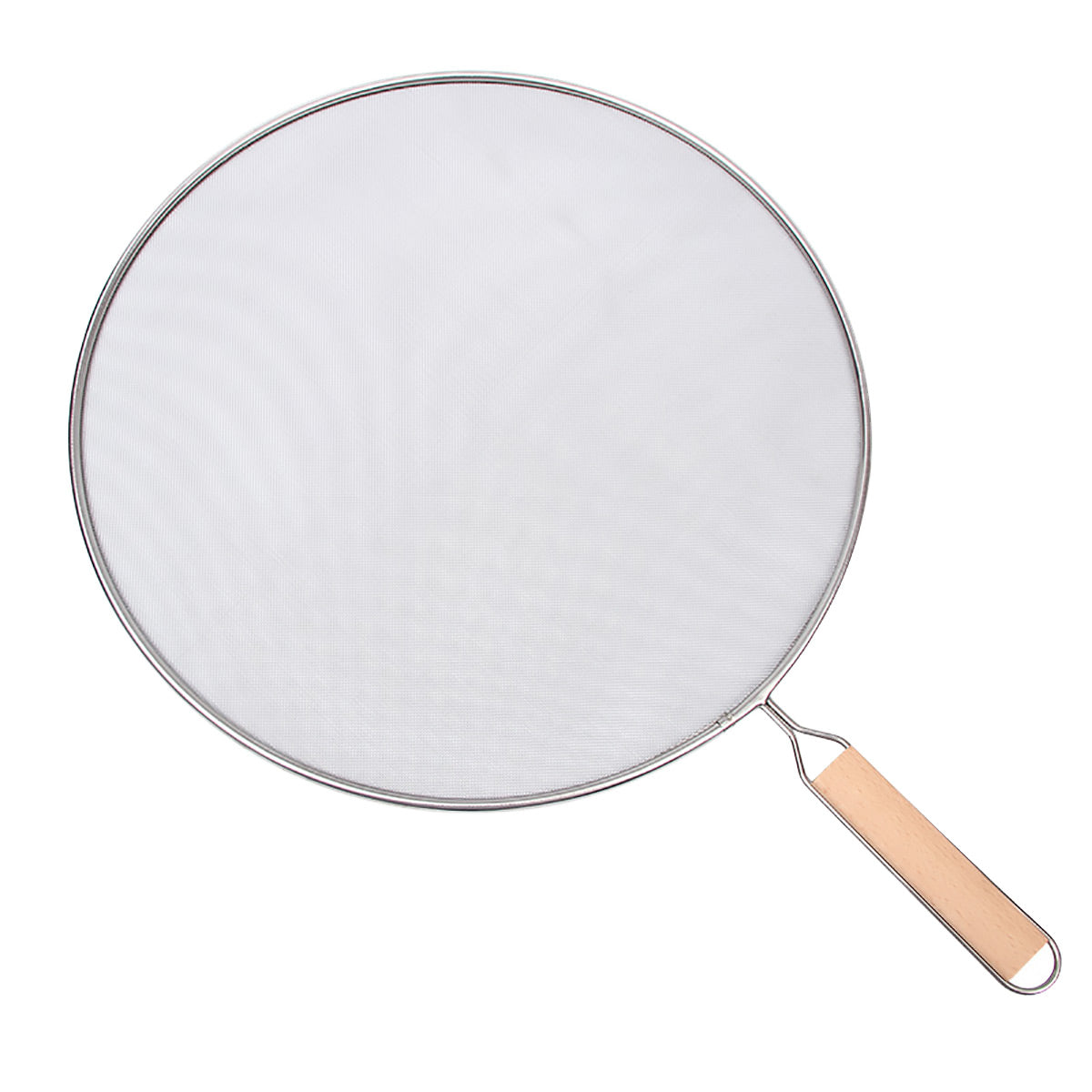 Stainless Steel Splatter Screen for Frying Pan with Wooden Handle