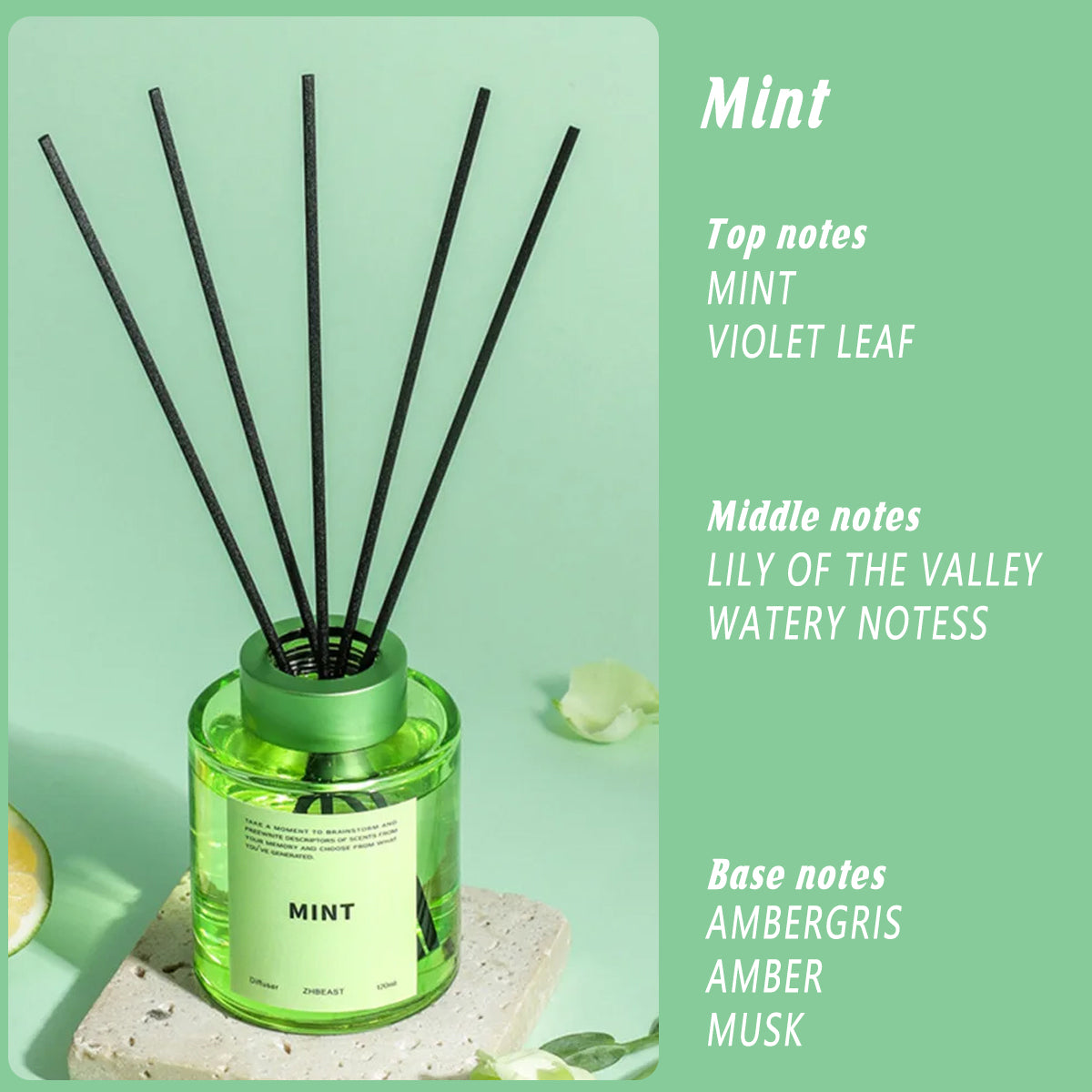5 Pcs 120ml Scented Reed Diffuser Set Flame-Free Rattan