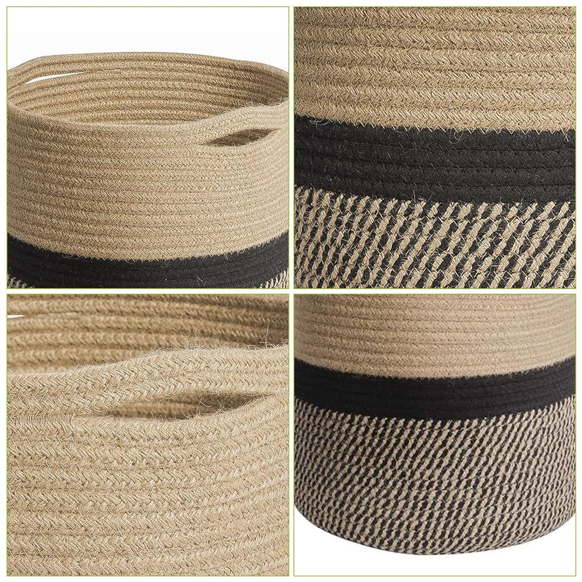 Woven Round Cotton Rope Laundry Basket for Home Storage Organization