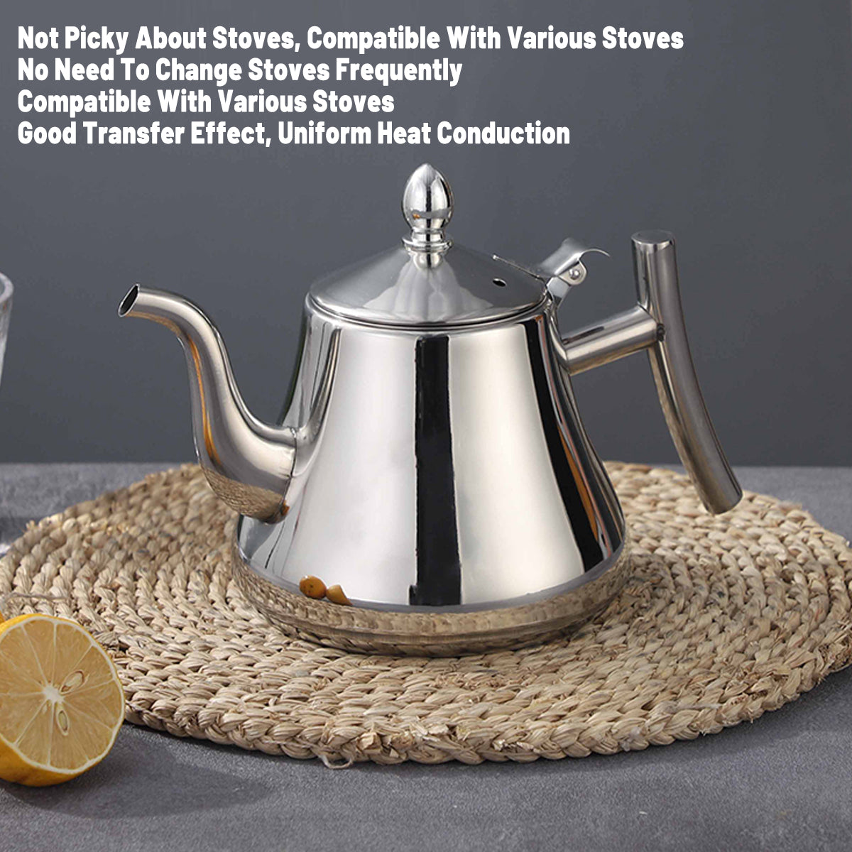 Thickened Stainless Steel Teapot Kettle with Built-in Strainer