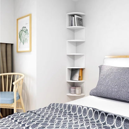 7 Tier Wall Mounted Corner Shelf Triangle Storage Rack Space Saving Organizer