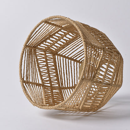 Paper Rope Pendant Light Chinese Style Rattan-Like Lampshade