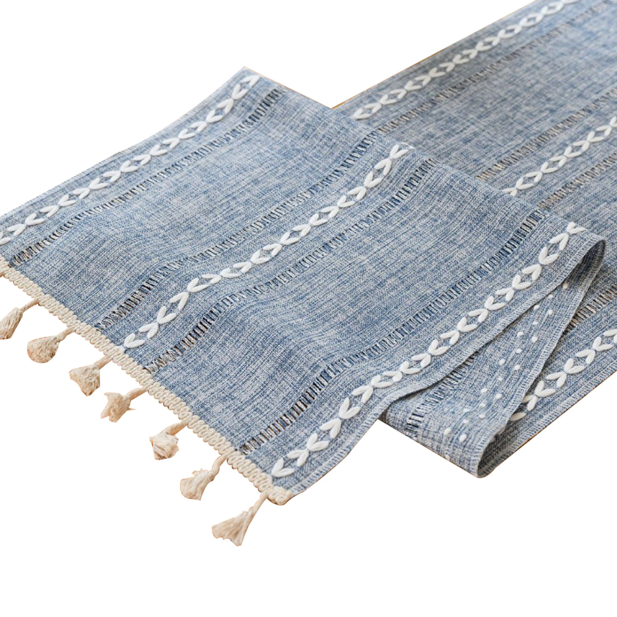 Woven Solid Color Tablecloth with Fringe Hollow Design Home Dining Room Decor