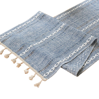 Woven Solid Color Tablecloth with Fringe Hollow Design Home Dining Room Decor