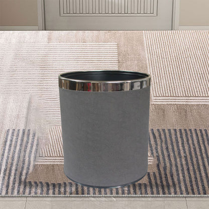 Leather Wastebasket with Metal Lining for Hotel and Office