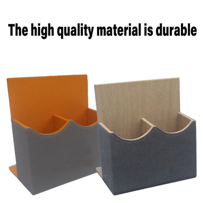 Leather Remote Control Holder Dual Compartment Caddy