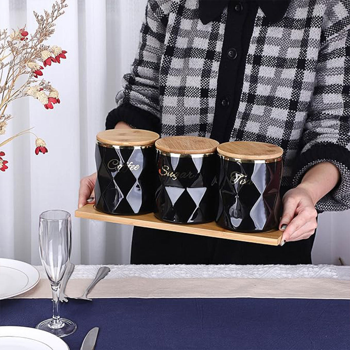 Ceramic Sealed Storage Jar Kitchen Spice Coffee Tea Container Airtight Canister