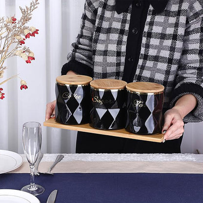 Ceramic Sealed Storage Jar Kitchen Spice Coffee Tea Container Airtight Canister