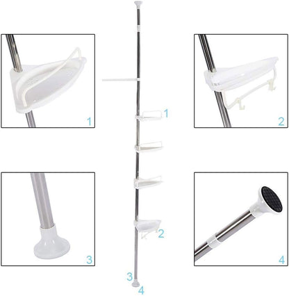 Retractable Tripod Bathroom Storage Shelf Tension Rod