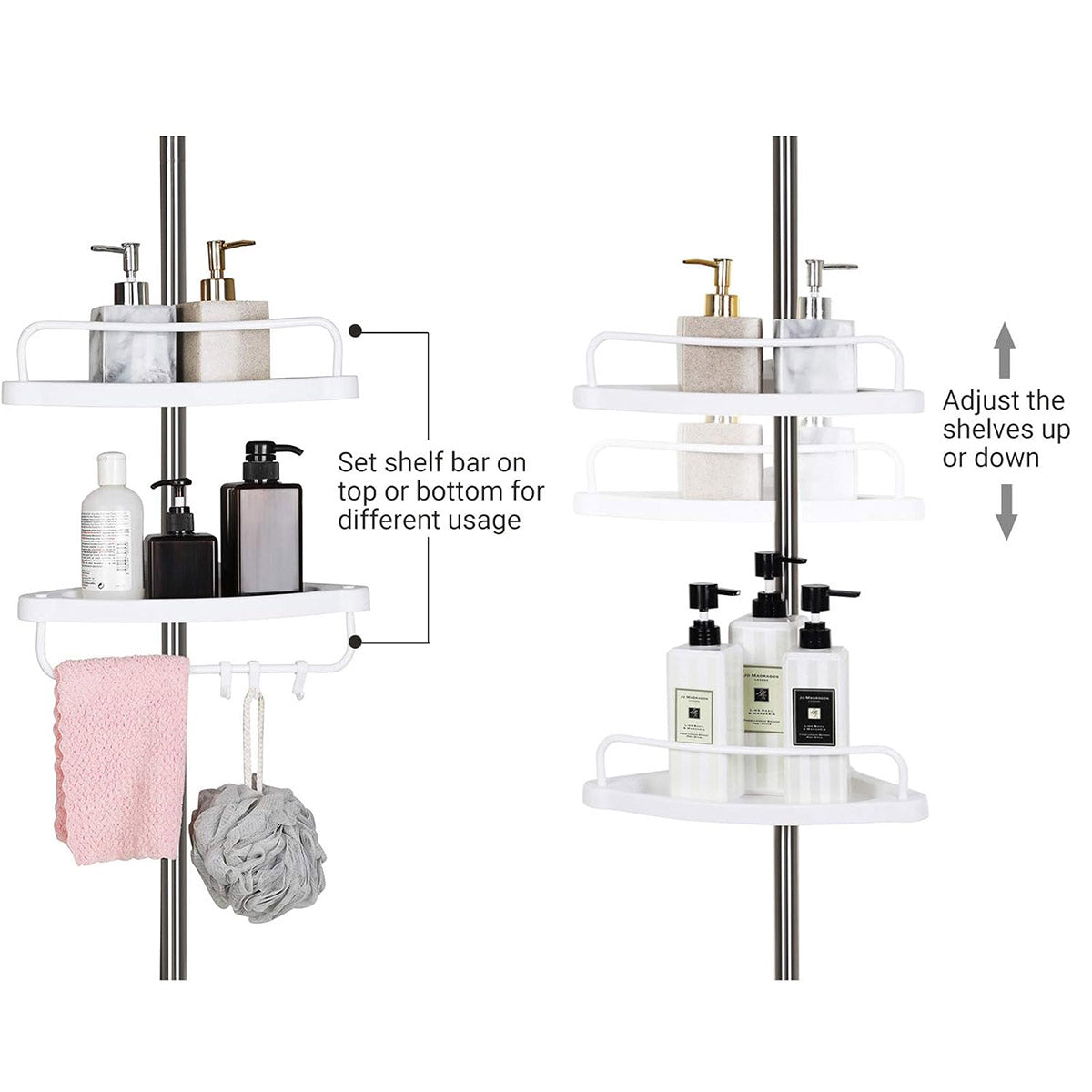 Retractable Tripod Bathroom Storage Shelf Tension Rod