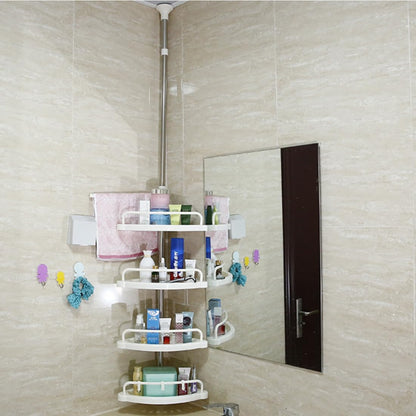 Retractable Tripod Bathroom Storage Shelf Tension Rod