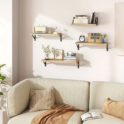 4pcs Solid Wall Shelf for Living Room Bedroom Entrance Storage Floating Shelves