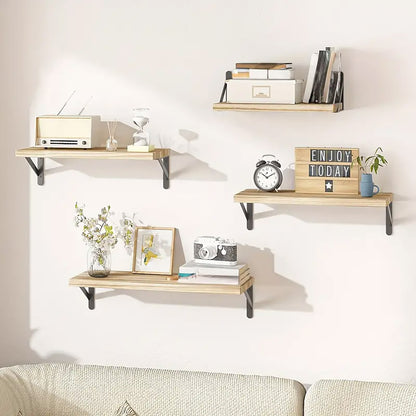 4pcs Solid Wall Shelf for Living Room Bedroom Entrance Storage Floating Shelves