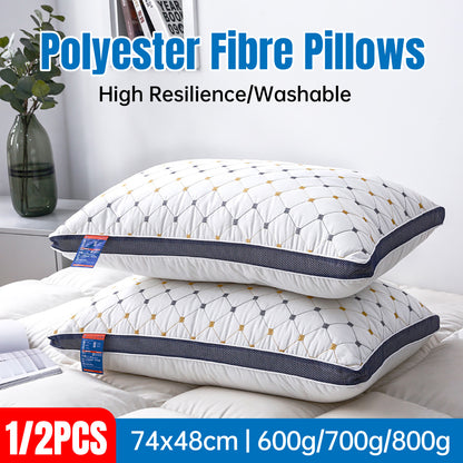 High Rebound Polyester Fibre Pillow 74x48cm Washable Bed Cushion