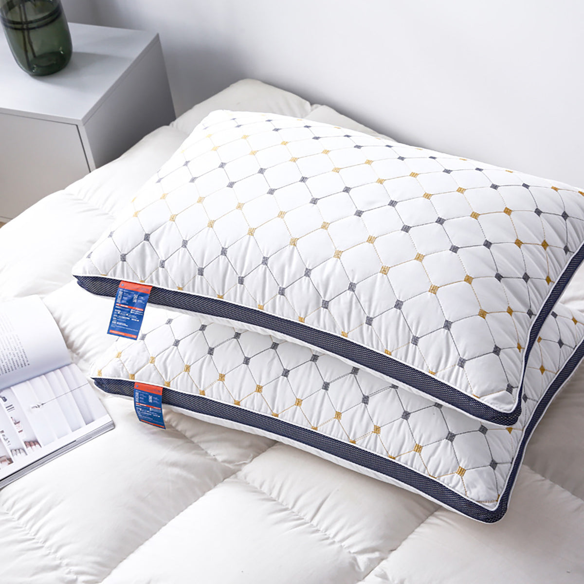 High Rebound Polyester Fibre Pillow 74x48cm Washable Bed Cushion