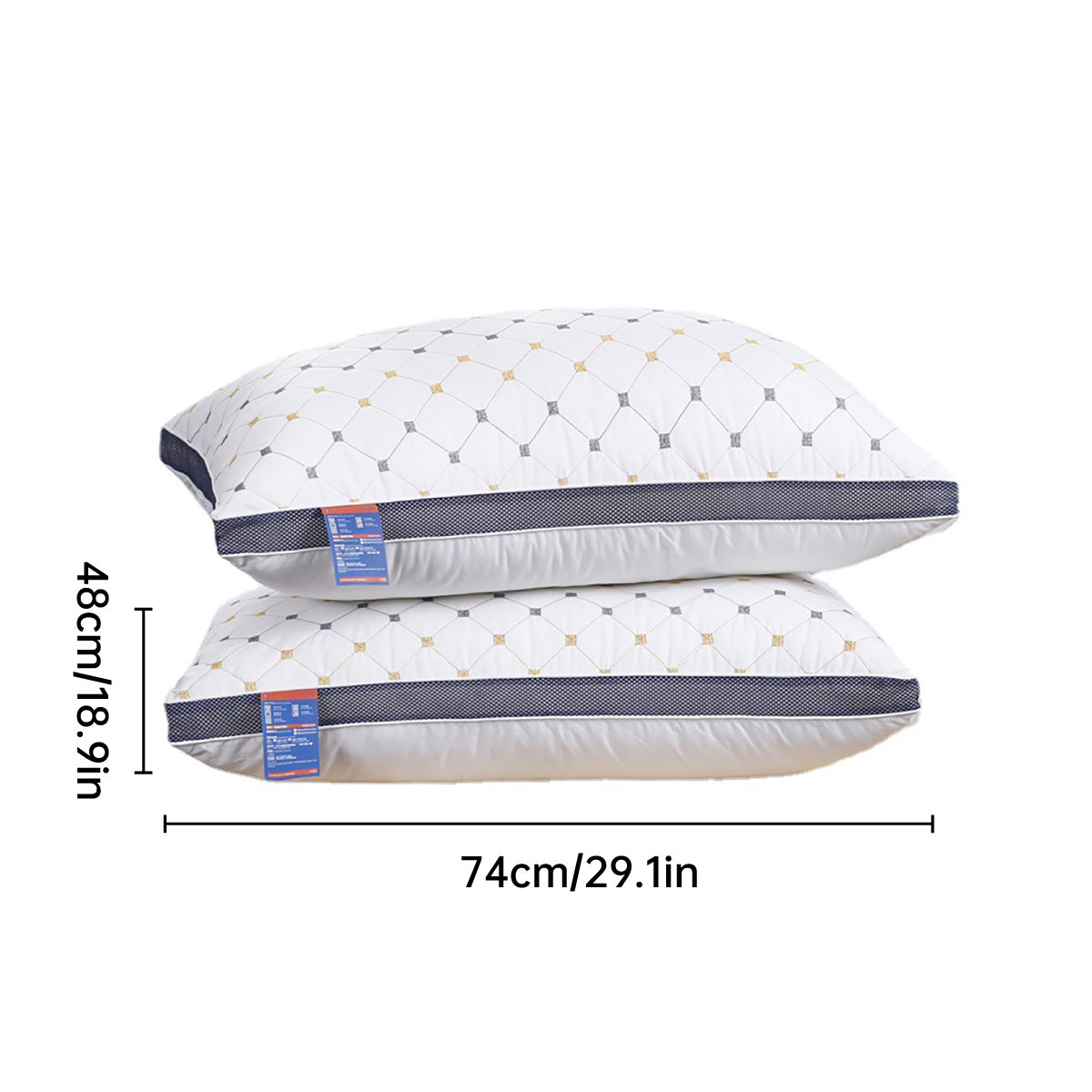 High Rebound Polyester Fibre Pillow 74x48cm Washable Bed Cushion