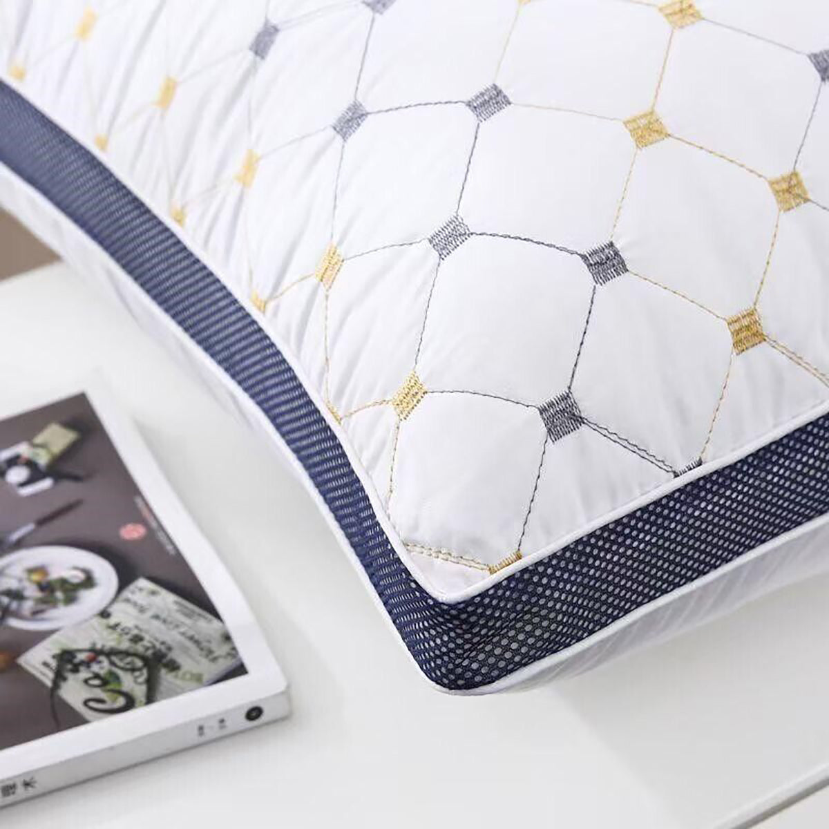 High Rebound Polyester Fibre Pillow 74x48cm Washable Bed Cushion