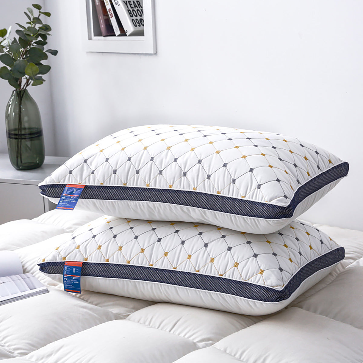 High Rebound Polyester Fibre Pillow 74x48cm Washable Bed Cushion