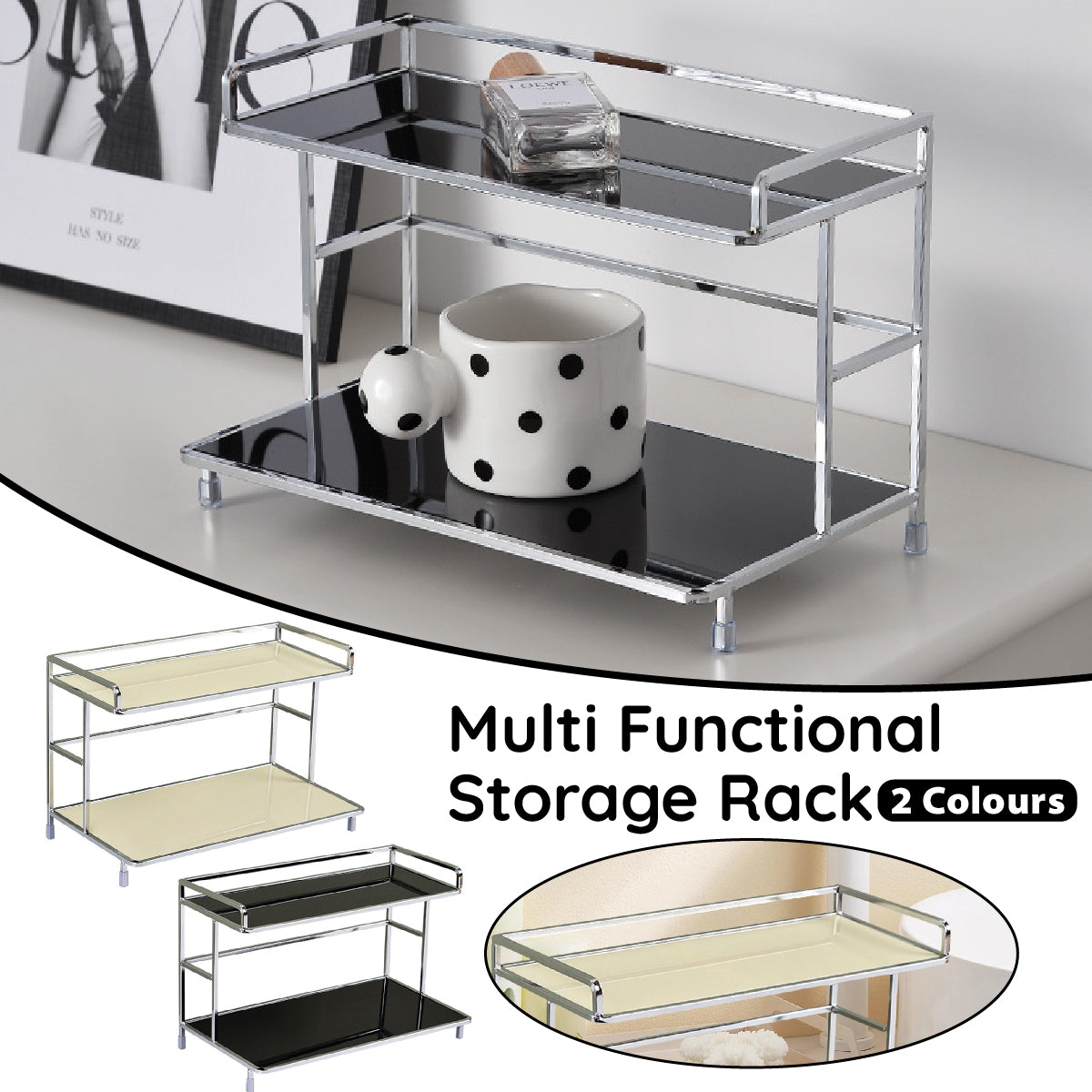 Kitchen Bathroom Desktop Storage Rack Water Cup Holder Cosmetic Iron Shelf  AU