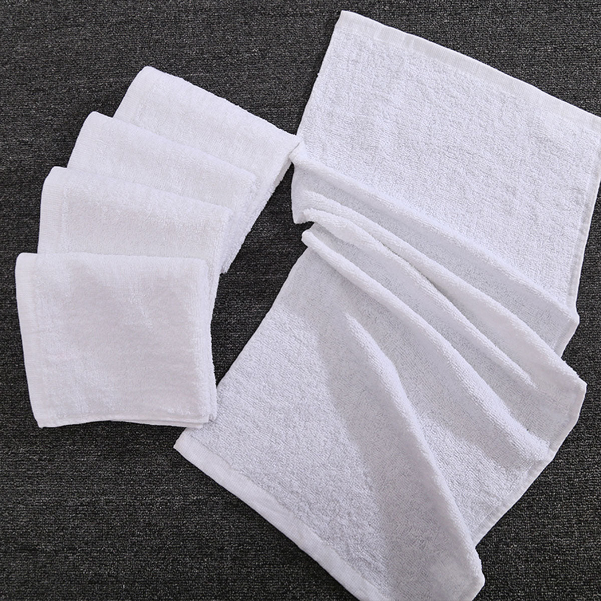 6pcs Absorbent White Cotton Bath Towels for Hotel & Home Use