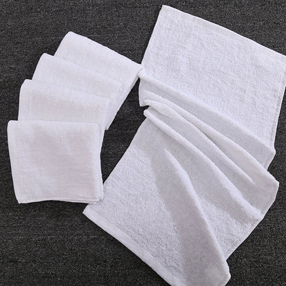 6pcs Absorbent White Cotton Bath Towels for Hotel & Home Use