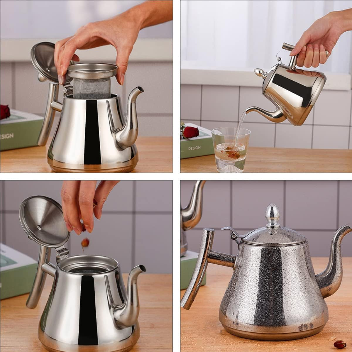Thickened Stainless Steel Teapot Kettle with Built-in Strainer