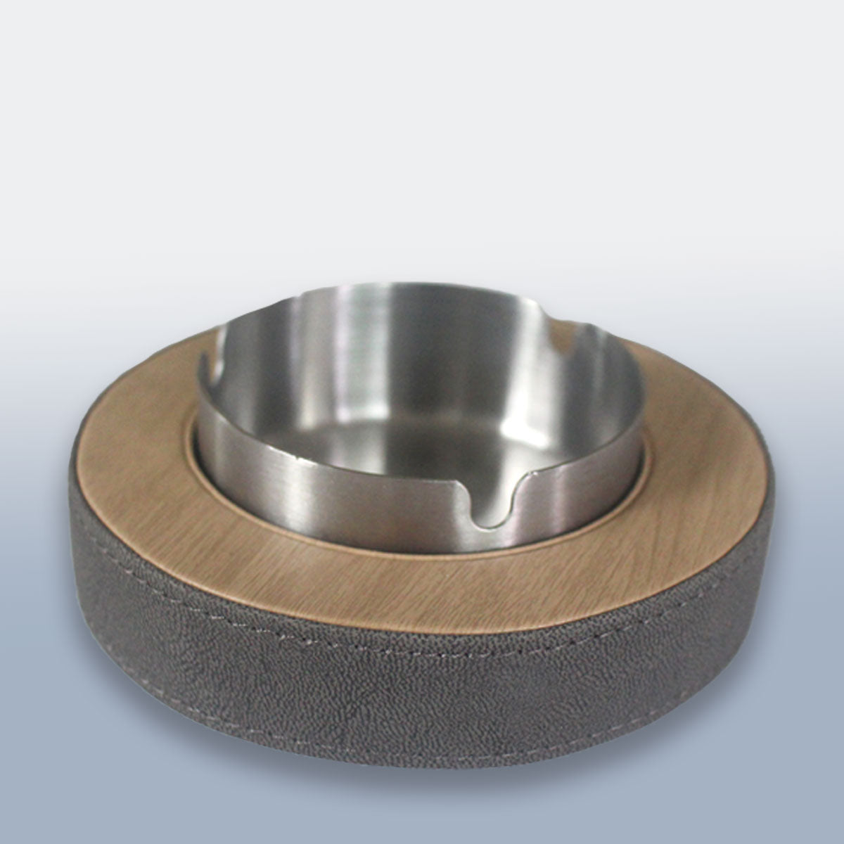 Leather Tissue Box Holder with Stainless Steel Ashtray
