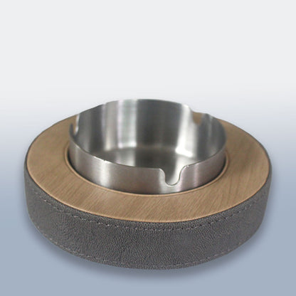 Leather Tissue Box Holder with Stainless Steel Ashtray