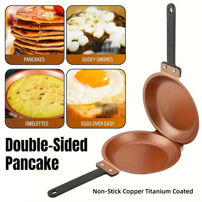 Double Sided Folding Skillet Cake Pan Frying Pan Cooking Pan Kitchen for Pancake