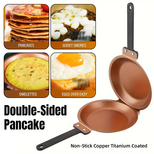 Double Sided Folding Skillet Cake Pan Frying Pan Cooking Pan Kitchen for Pancake