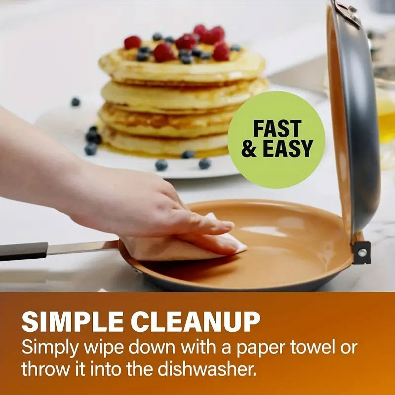 Double Sided Folding Skillet Cake Pan Frying Pan Cooking Pan Kitchen for Pancake