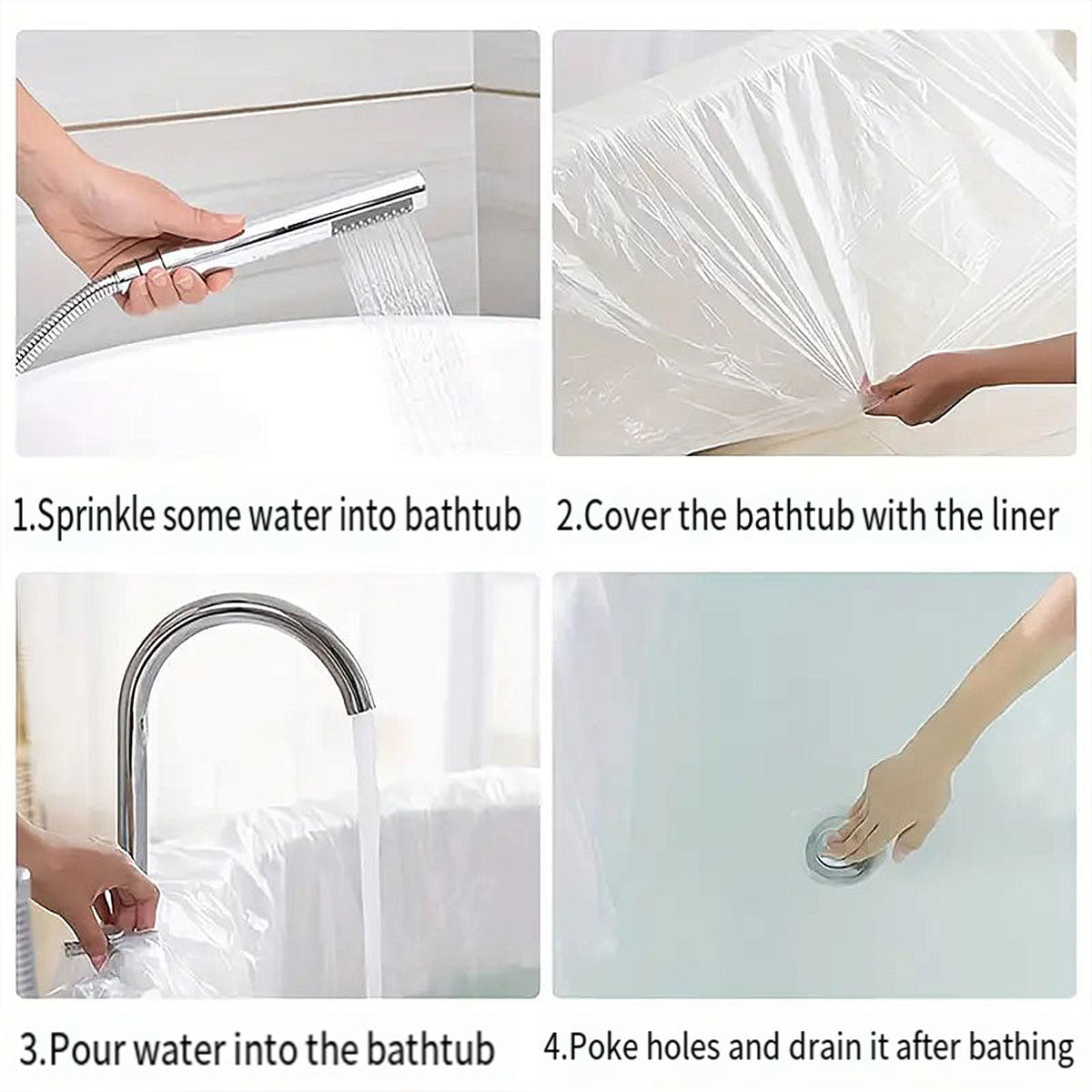 30 Pcs Disposable Bathtub Liner Film for Hotel and Spa